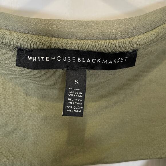 White House Black Market Drawstring Waist Dress Army Green Knit Cutout Back S - Picture 4 of 7